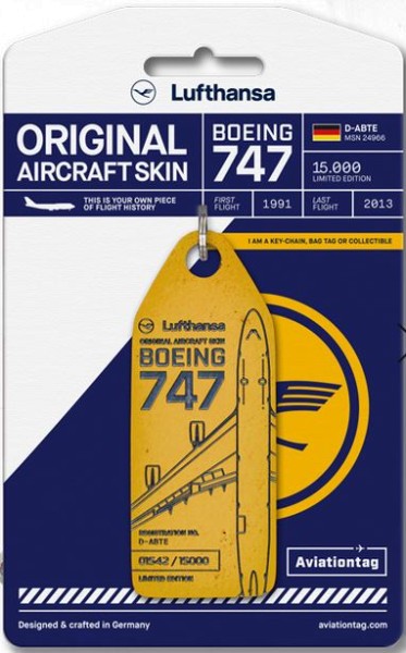 Aviationtag - Boeing B747 - Lufthansa - D-ABTE - gelb
