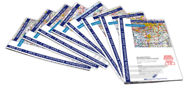 Satz ICAO-Motorflugkarten 2023, Papier, gefalzt, 1:500.000